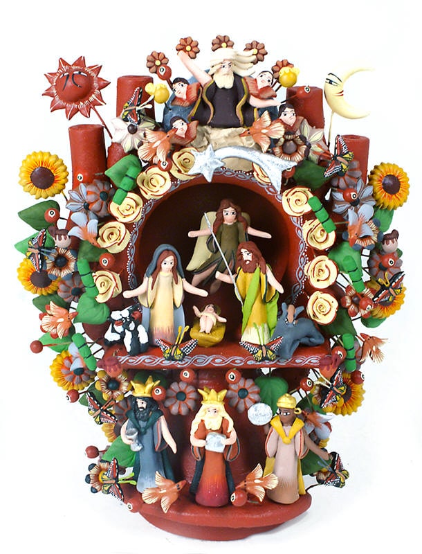 Arbol de la Vida Nativity Metepec Mexico. Ceramic